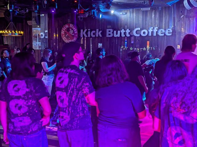 Crowd at Kick Butt Coffee